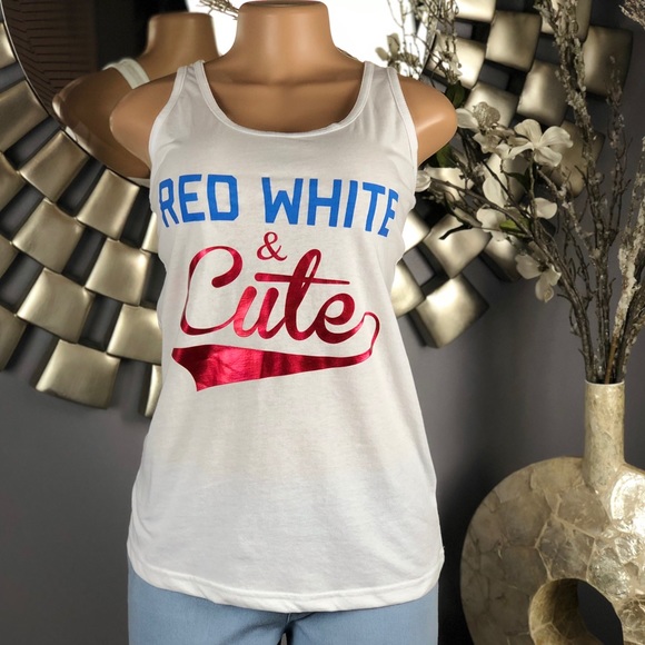 4 for $25 SALE!!!! Red White & Cute Tank Top - Picture 2 of 8